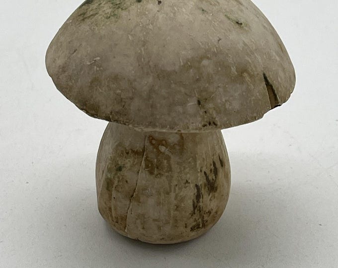 Vintage Hand Carved Stone Mushroom Figurine 3" Natural Cottagecore Decor