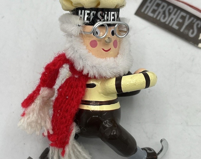 Vintage 90's Hershey's Christmas ornament SANTA BAKER Ice Skating Elf Kurt Alder