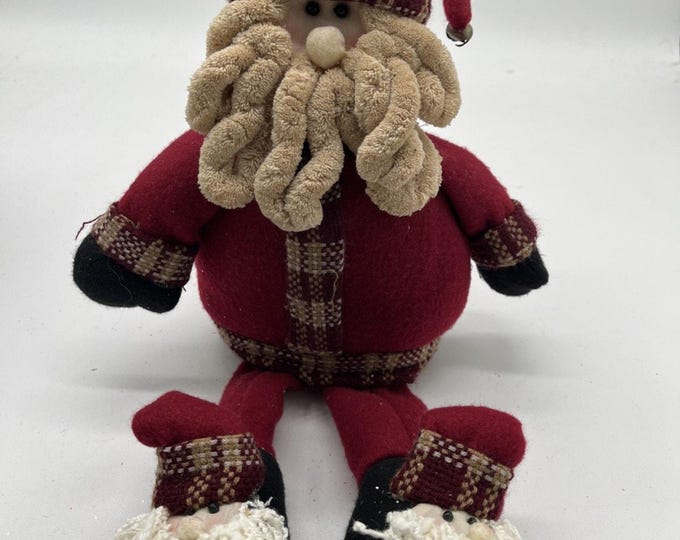 Vintage Old World Santa Claus Plush Doll With Santa Slippers 18 Inch