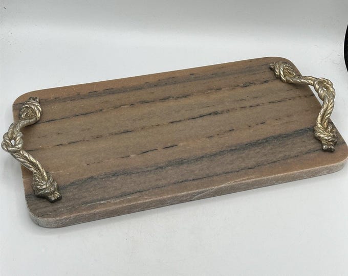 Vintage Mid Century Marble Cheese Board Charcuterie Serving Tray 15”x8” 9+pounds