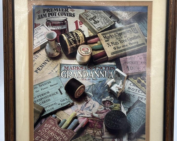 Vtg Framed Marks And Spencer’s Picture Advertisement British Store 13x11.5”