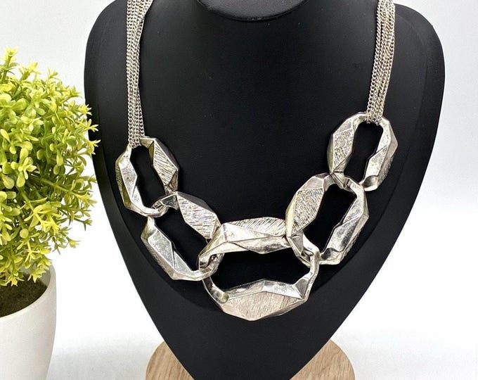 2013 Target Statement Necklace Silver Tone Oversized Geometric Links 18”