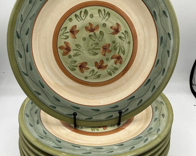 Set of Seven (7) Home Trends Peasant Poetry Dinner Plates 11” Springtime Vintage
