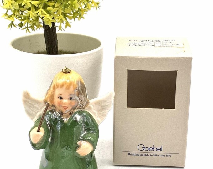 Goebel 1987 Twelfth Edition Angel Bell Ornament Green W Germany Original Box