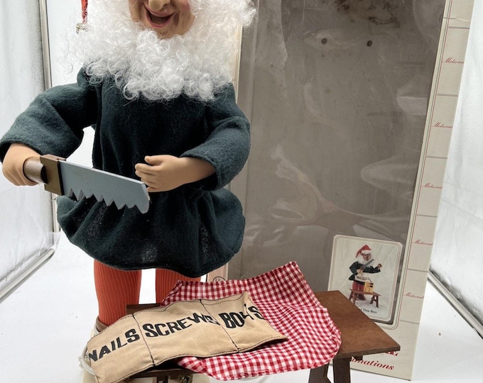 RARE Telco Motion-ettes of Christmas Animated Santa Helper ELF Belt Table Saw