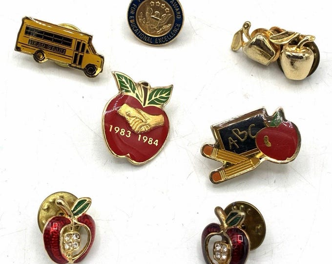 Vintage Teacher Education Lapel Pin Lot Head Start President Award Apple School