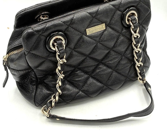 Kate Spade Gold Coast Elizabeth Bag – Black Quilted Leather Chain Shoulder Purse