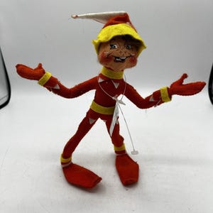 Annalee Röd Gul Älv Pixie 18 cm Posebar Filtdocka Original Tagg