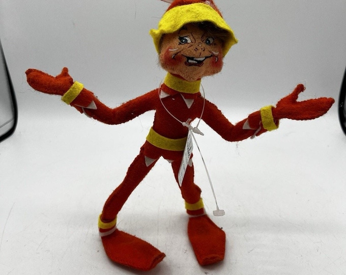 Annalee Red Yellow Elf Pixie 7" Poseable Felt Doll Original Tag