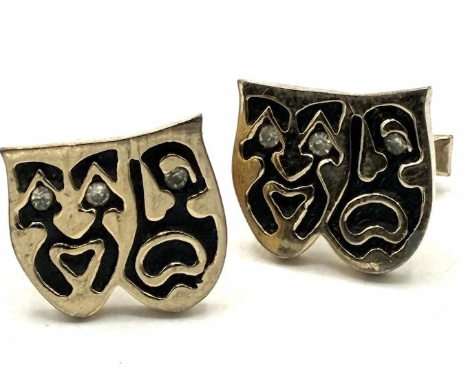 Vintage Swank Comedy Tragedy Masks Cufflinks & Tiebar