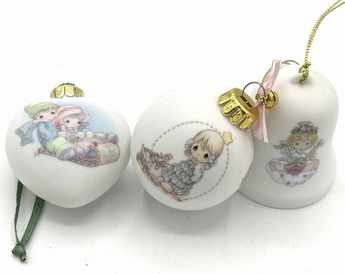 Vintage Precious Moments Porcelain Christmas Ornaments Lot of 3 1994 1999 2004