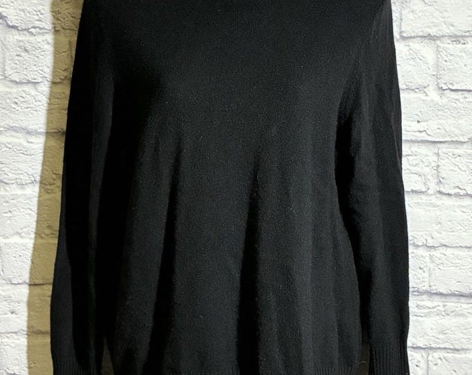 Chicos 100% Cashmere Black Turtleneck Sweater Size 1 Reg Pullover Knit