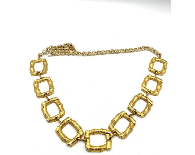 Vintage Omega Gold Tone Bamboo Link Chain Belt Chunky Statement 80s 42 Inch