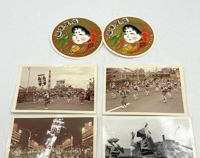 Vintage 1970 Shikoku Japan Festival Photos Paper Souvenirs Japanese Ephemera