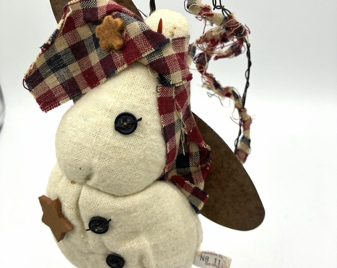 1997 Ohio Wholesale Vintage Collection Primitive Snowman Angel Tin Rustic Decor
