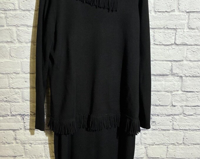 NWT Amanda Smith Black Knit Maxi Skirt Shawl 2 Piece Set Womens XL