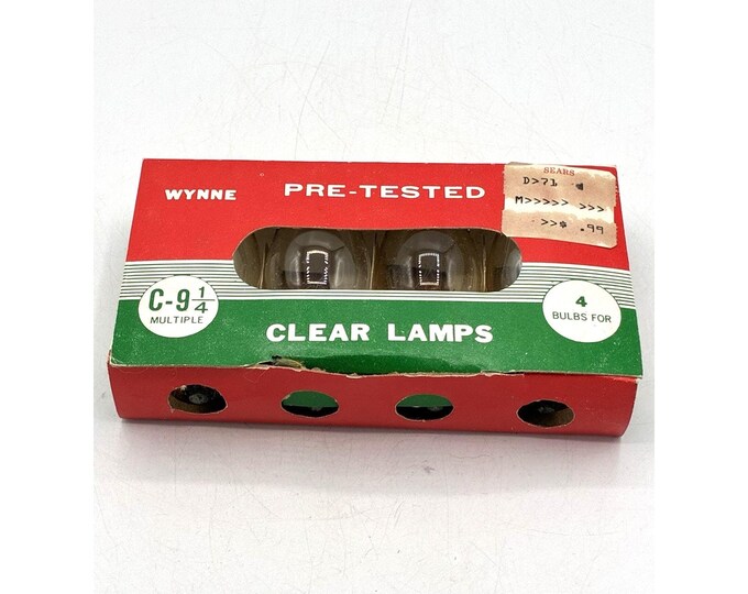 Vintage Wynne C-9 Clear Christmas Bulbs Sears Box 4 Pack NOS