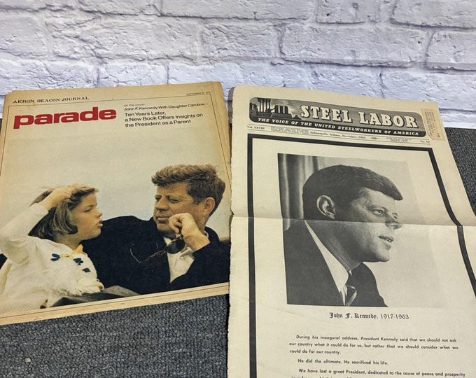 JFK Kennedy Lot 1963 Steel Labor Memorial Issue 1973 Parade Magazine Caroline