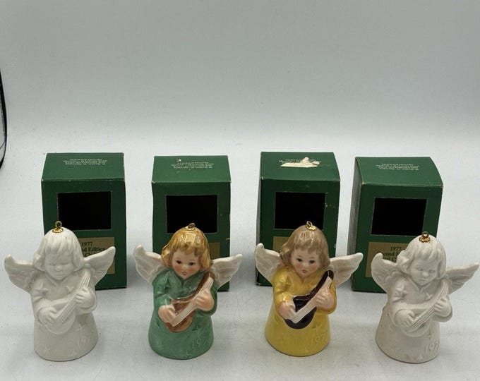 Goebel 1977 Angel Bell Christmas Ornaments Lot 4 W Germany Boxes 2nd Edition