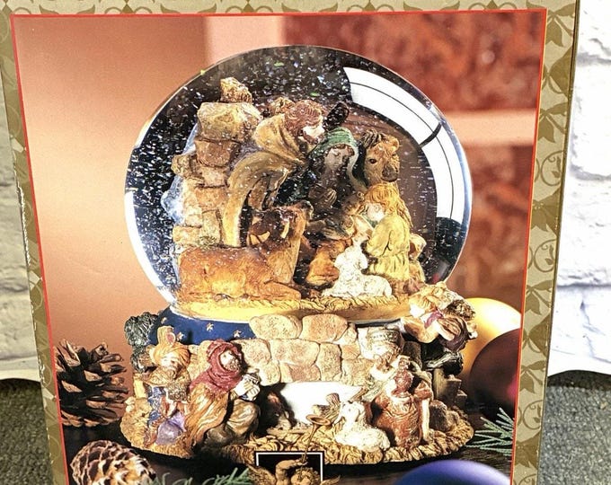 Vintage 1990s Grandeur Noel Musical Nativity Snow Globe NIB Sealed