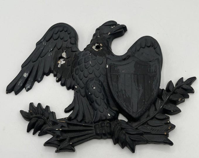 Vintage Sexton USA Black Eagle Wall Plaque Cast Metal Federal Americana 8x6