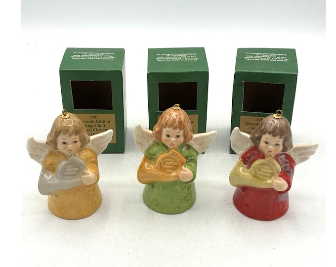 Goebel 1982 Angel Bell Christmas Ornaments Lot 3 W Germany Boxes 7th Edition