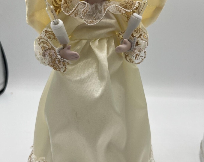 Vintage Kurt Adler Santa’s World Angel Tree Topper 10 Light Porcelain Christmas