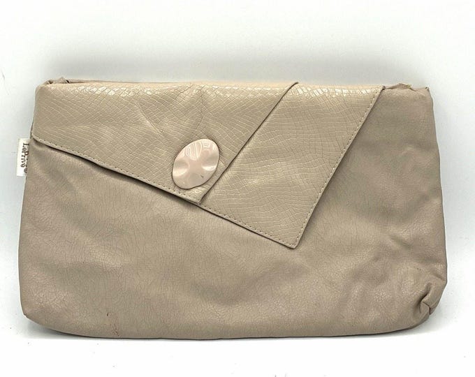 Vintage Le Prive Beige Clutch Crossbody Purse Retro Medallion 11”