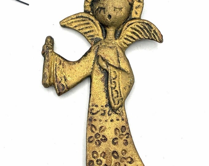 Vintage Italian Angel Renaissance Style Ornament Gold Ceramic Christmas Decor