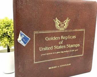 22kt Gold Replica Stamp Album – Postal Commemorative Society 1980–81 Vintage Collection