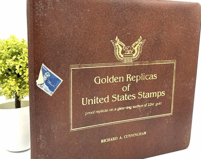 22kt Gold Replica Stamp Album – Postal Commemorative Society 1980–81 Vintage Collection