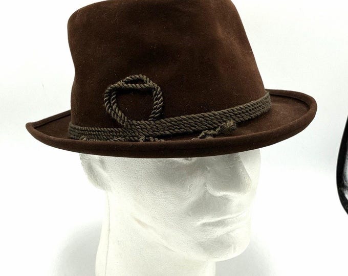 Vintage Stetson Fedora Hat 7 1/8 Brown Suede Finish ZCMI Salt Lake City