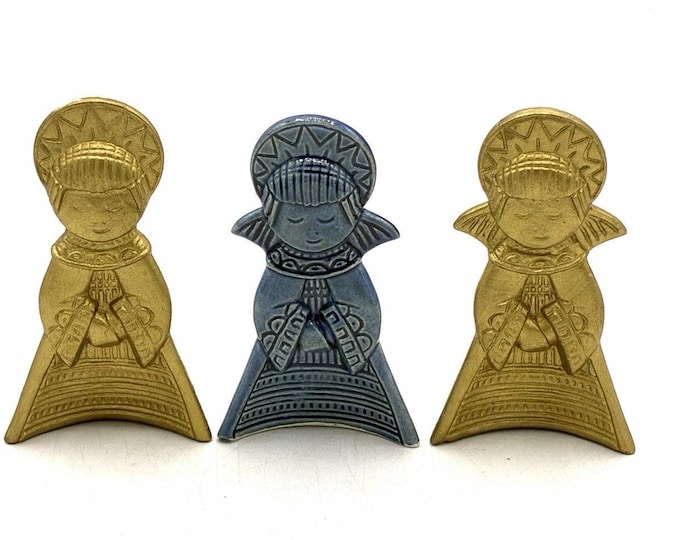 Set of 3 Vintage Ceramic Praying Angels Holiday Figurines