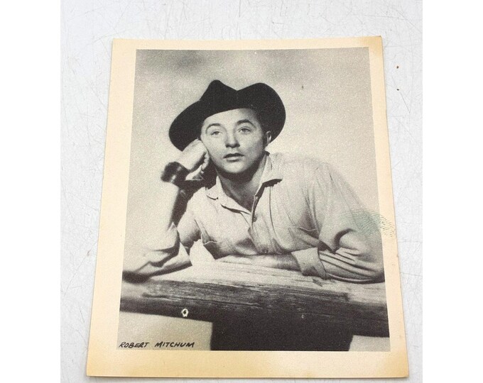 Vintage Robert Mitchum Photo Print Arcade Exhibit Card Western