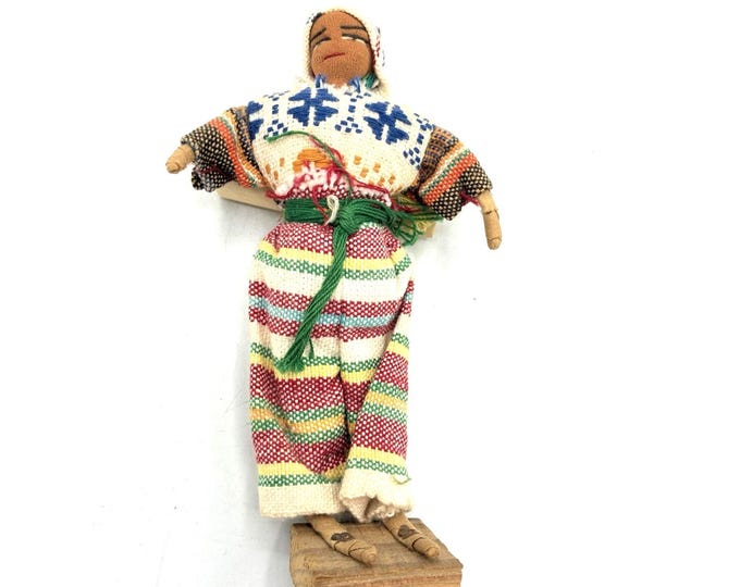 Vintage Roatan Honduras Handmade Folk Doll Woven Textile Souvenir