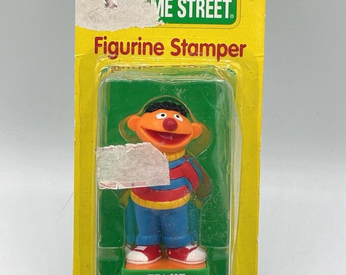 Vintage 1997 Sesame Street Ernie Stamper — NOS on Card, RoseArt CTW Figurine