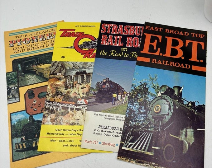 Lot 4 Vintage Railroad Brochures Strasburg EBT East Broad Top Train-O-Rama PA