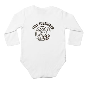 Tiny Tuberider Long Sleeve Baby Onesie – Surf Baby Bodysuit, Cute Surfer Baby Gift, 100% Cotton Infant Romper, Baby Shower Beach Outfit