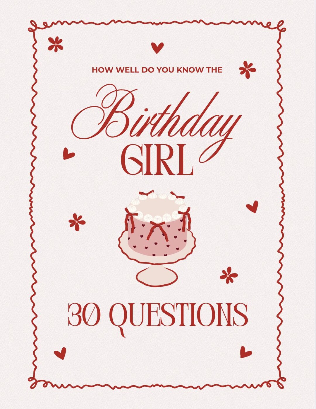 How Well Do You Know the Birthday Girl? 30 Questions! - Etsy