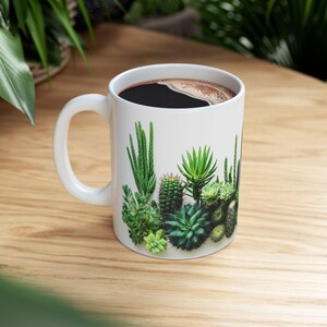 Cactus Lover&#39;s Ceramic Mug, Succulent Coffee Cup, Greenery Drinkware, Nature Gifts for Plant Enthusiasts, Home Décor, Gift for Her