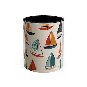Nautical Sailboat Mug, Nautical Sailboat Wrap, Coastal Gift,  Ocean Lovers, Anchor, Sea Theme Mug, Beach and House Decor Coffee Mug
