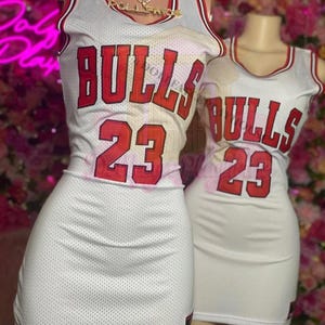 White Bulls #23 Jersey Dress or 2-Piece Skirt Set – Custom Split Tie-Up Fit