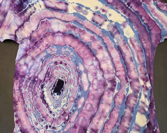 Camiseta Geode Tie Dye Grande Azul Roxo Ondas