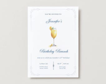 Mimosa-verjaardagsbrunch: stijlvol ontwerp (digitale download)