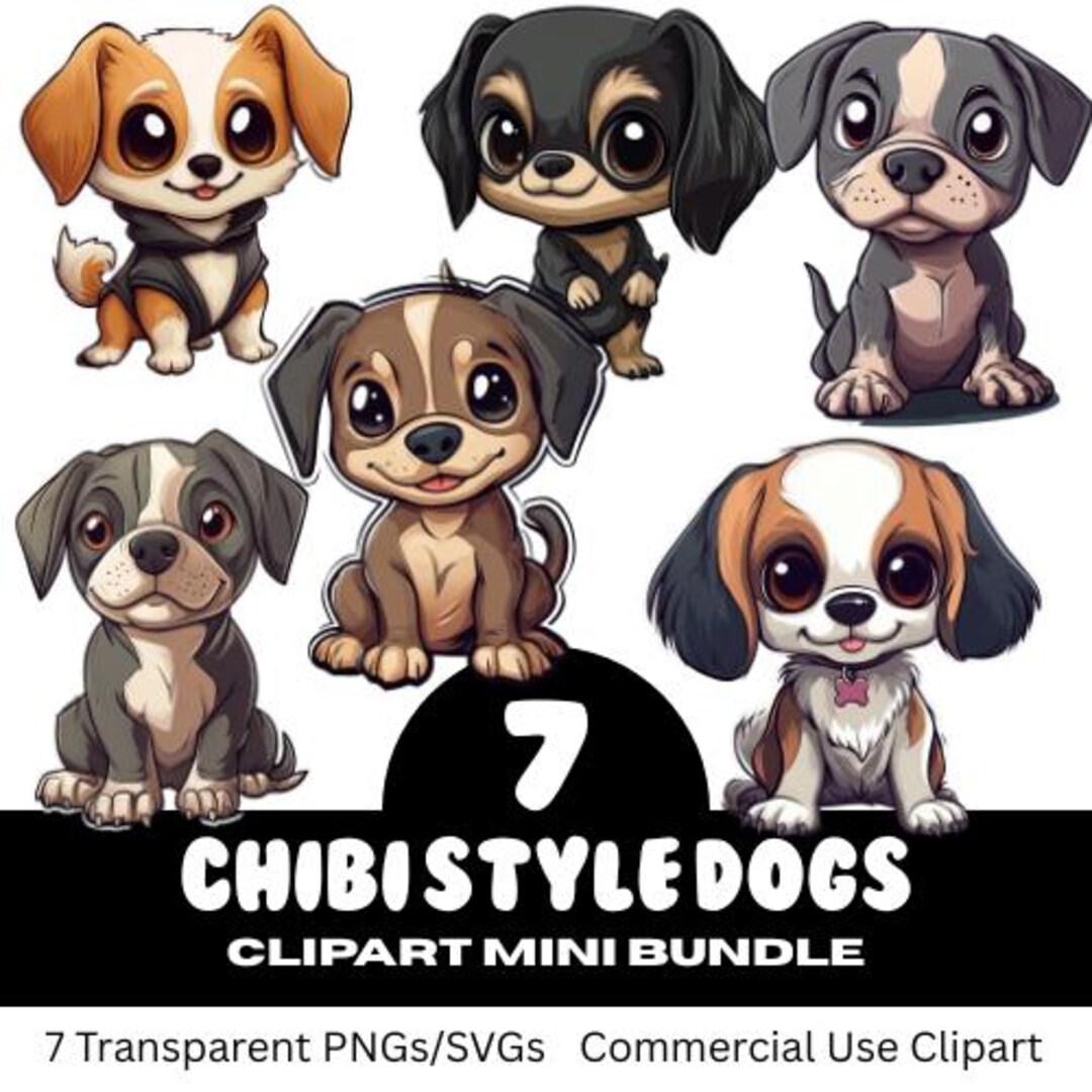 Chibi Art Style Dog Clipart| Cute Commercial Use Transparent PNG SVG ...