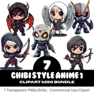 Anime Chibi PNG SVG Clipart Mini Bundle| Cute Anime Commercial Use Clipart| Transparent Anime PNGs| Anime SVG Clipart| Png Svg Bundle