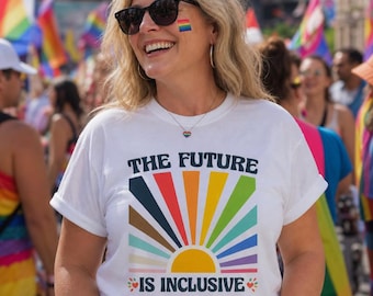 The Future is Inclusive Shirt| Rainbow Pride Tee| Trans Rights Top| LGBTQ Gift| Progress Pride Shirt| Social Justice Shirt| Gay Pride TShirt