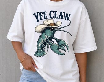 Comfort Colors® Lobster Cowboy Shirt| Trendy Yee Claw Tee| Funny Lobster Shirt| Western Beach Top Amalfi Coast Trip| Tomato Girl Summer