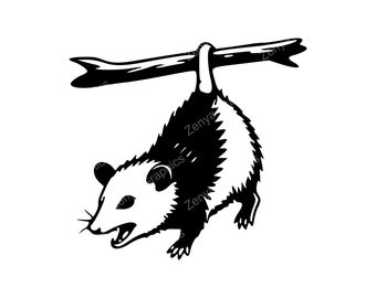 Opos wiszący na gałęzi SVG PNG JPG | Uroczy wzór ze zwierzętami do rękodzieła