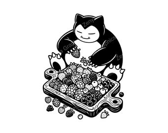 Snorlax Berry Feast SVG PNG JPG | Uroczy projekt Pokémon na zamówienie